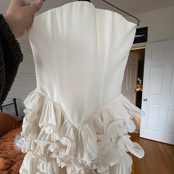 Delfi Collective Sorella Strapless Basque-Waist Ruffle-Hem Mini Dress - Picture 6 of 8